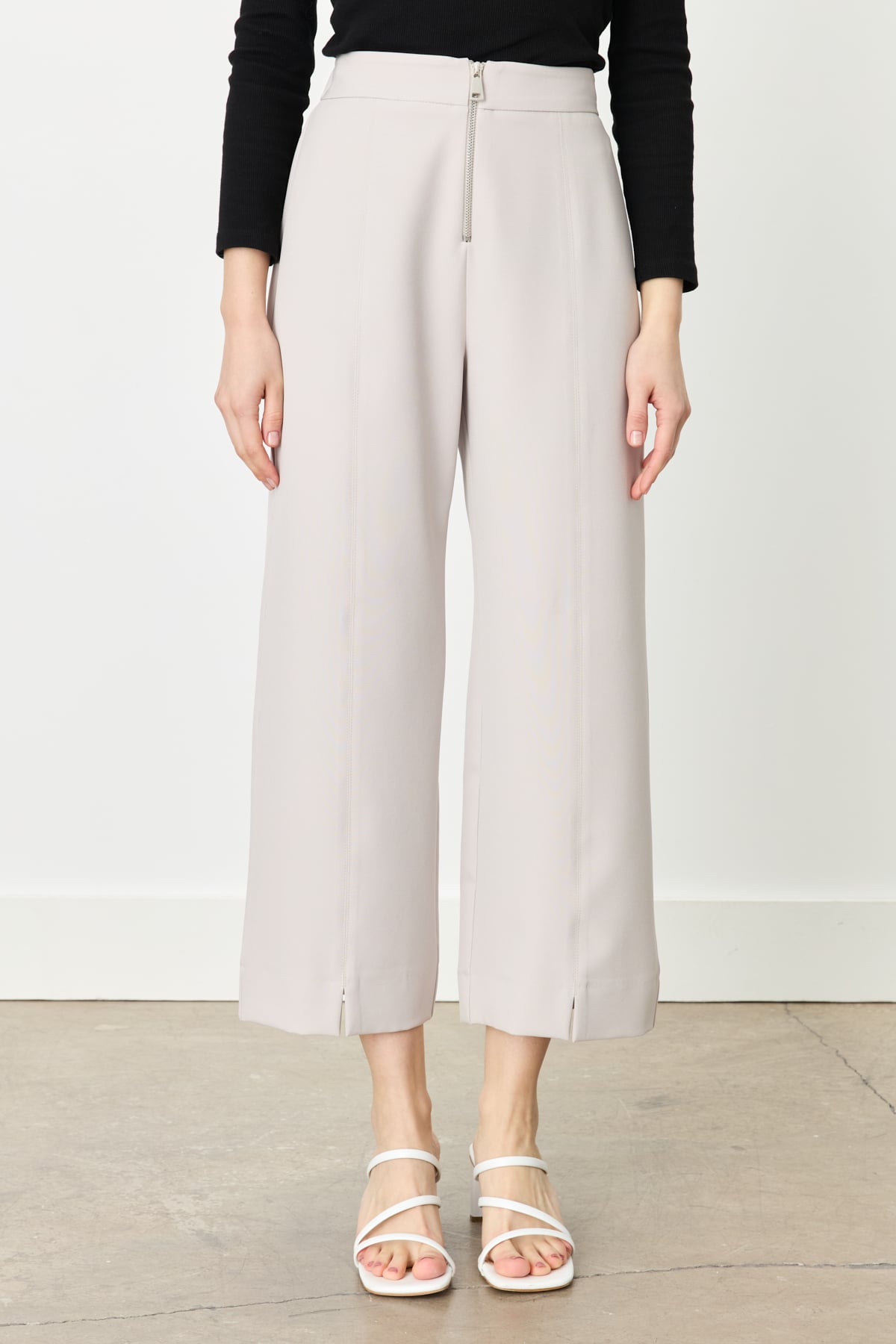 NİHAN Pants Nihan Fermuar Detaylı Bilek Boy Bol Pantolon  Taş_modest