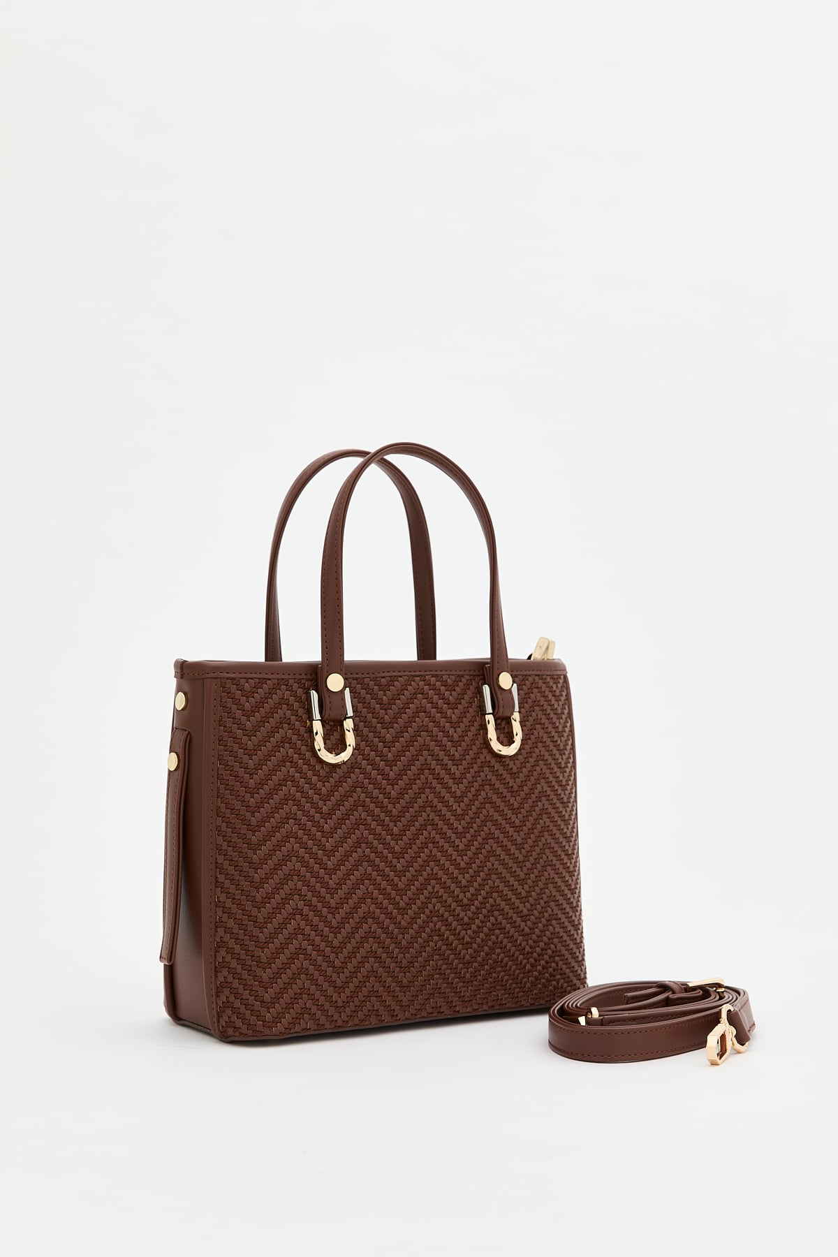 NİHAN Bags Nihan Garnili Örgü Tote Çanta  Koyu Kahve_modest