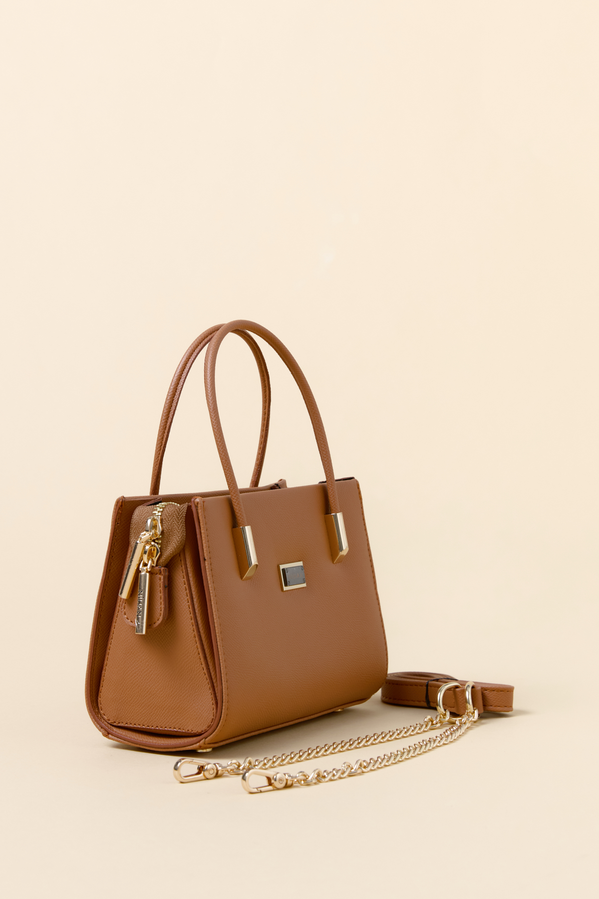 NİHAN Bags Nihan Gold Detaylı Satchel Çanta  Taba_modest