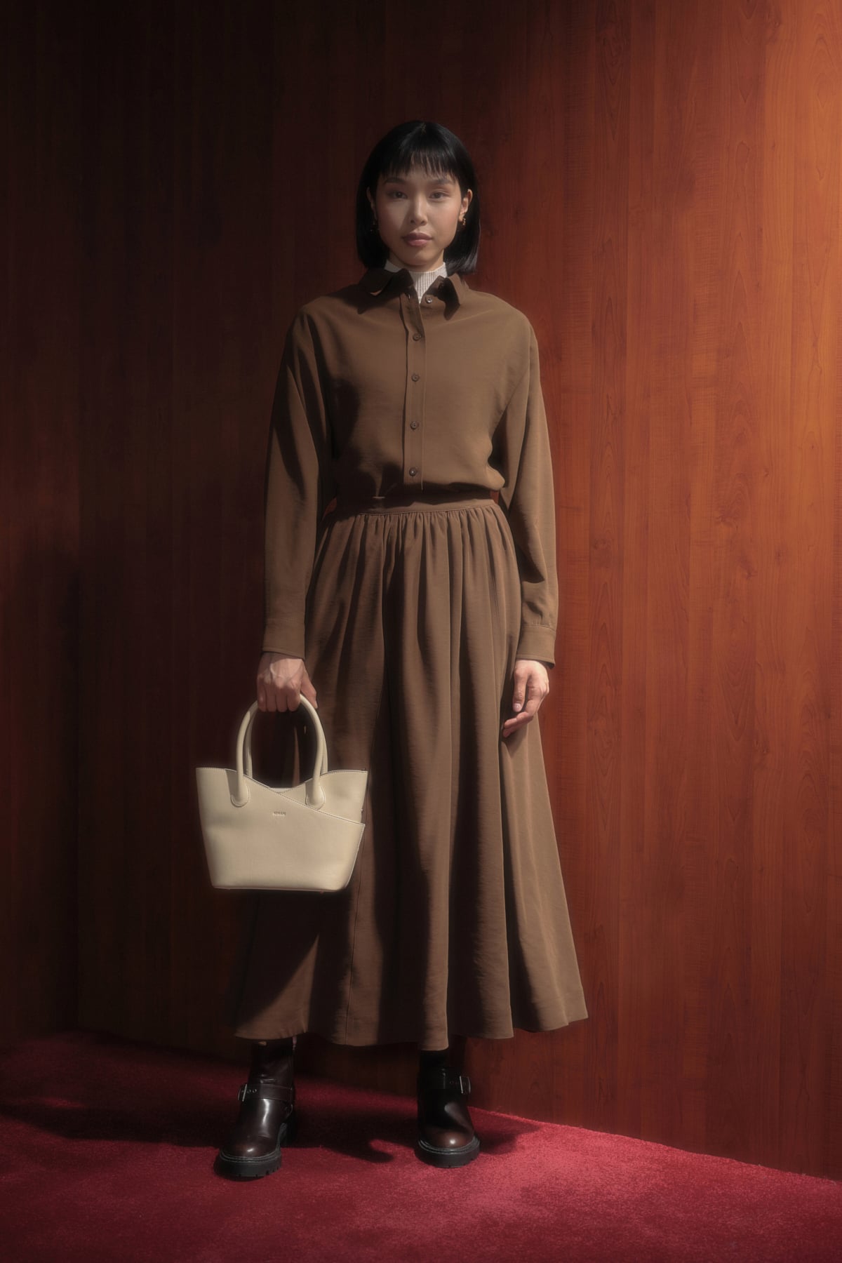 NİHAN Tunik Nihan Gömlek Yaka Modal Tunik  Açık Kahve_modest