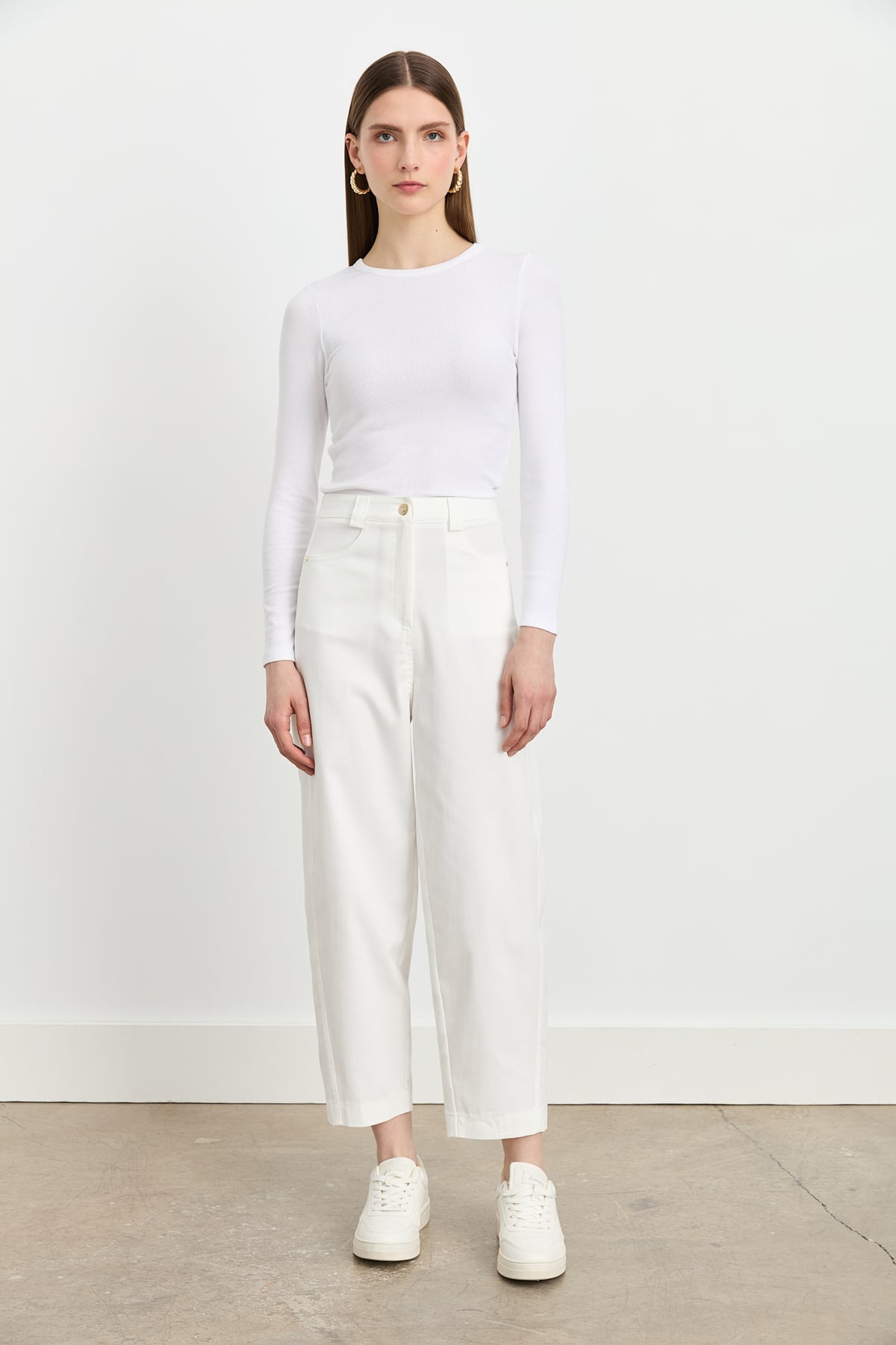 NİHAN Pants Nihan Havuç Kanvas Pantolon  Ekru_modest