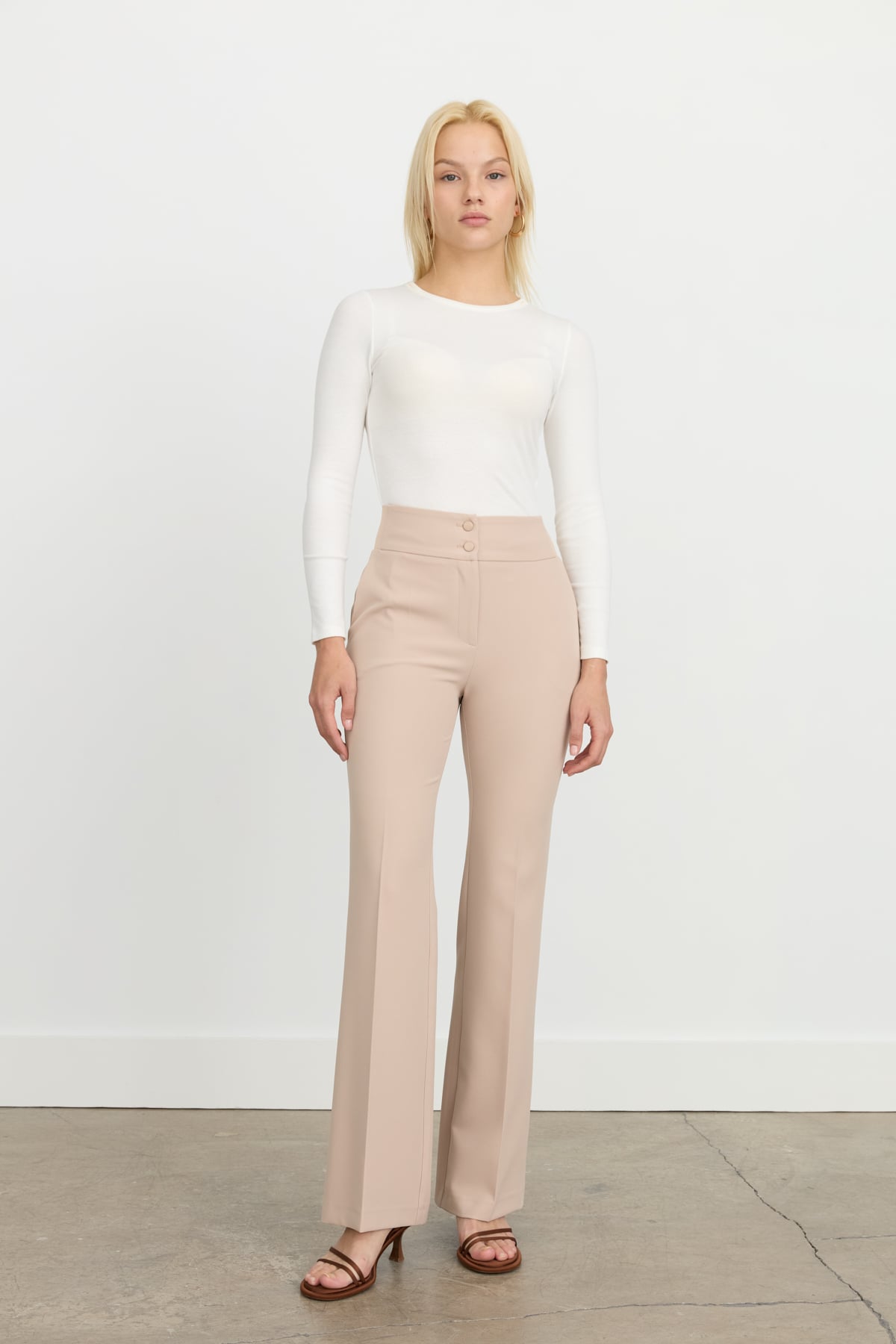 NİHAN Pants Nihan İspanyol Paça Pantolon  Taş_modest