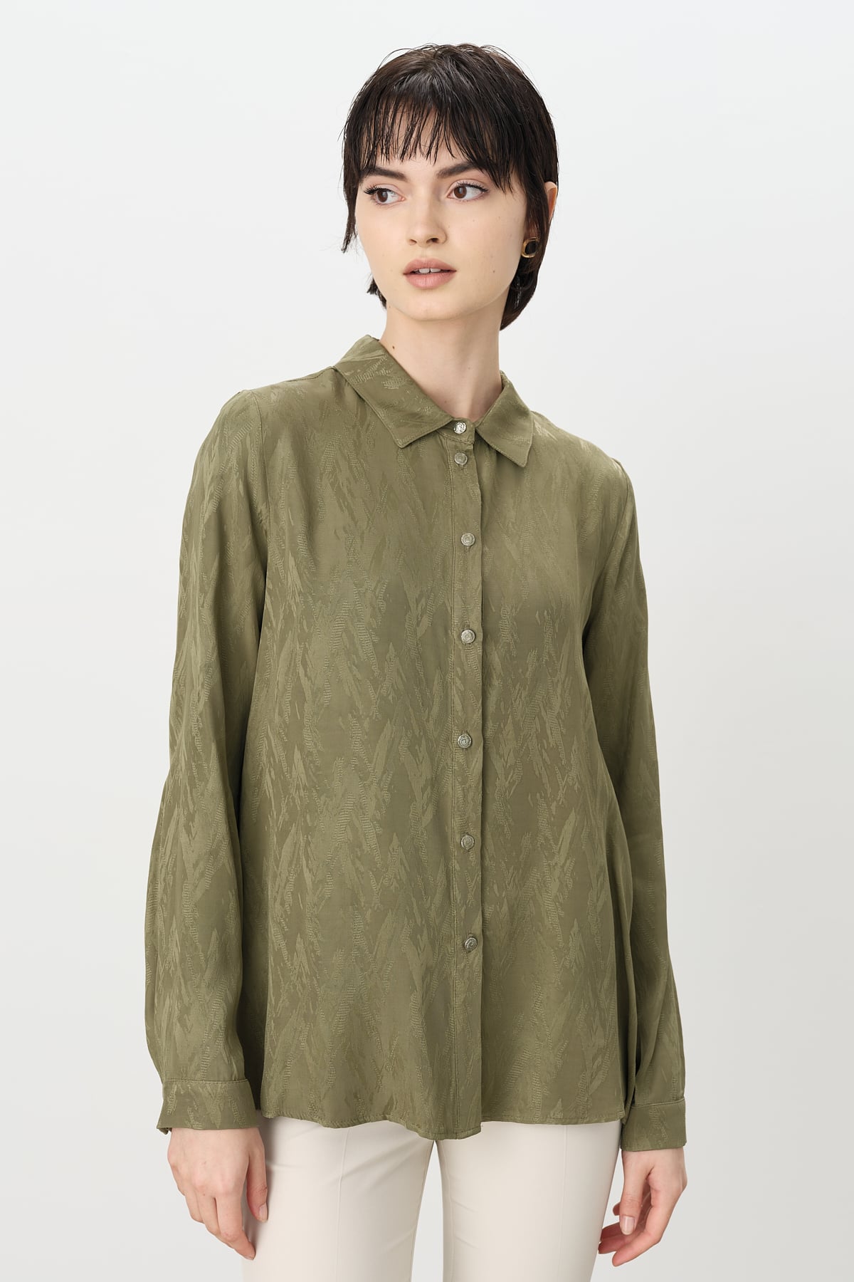 NİHAN Gömlek Nihan Jakar Gömlek  Haki_modest