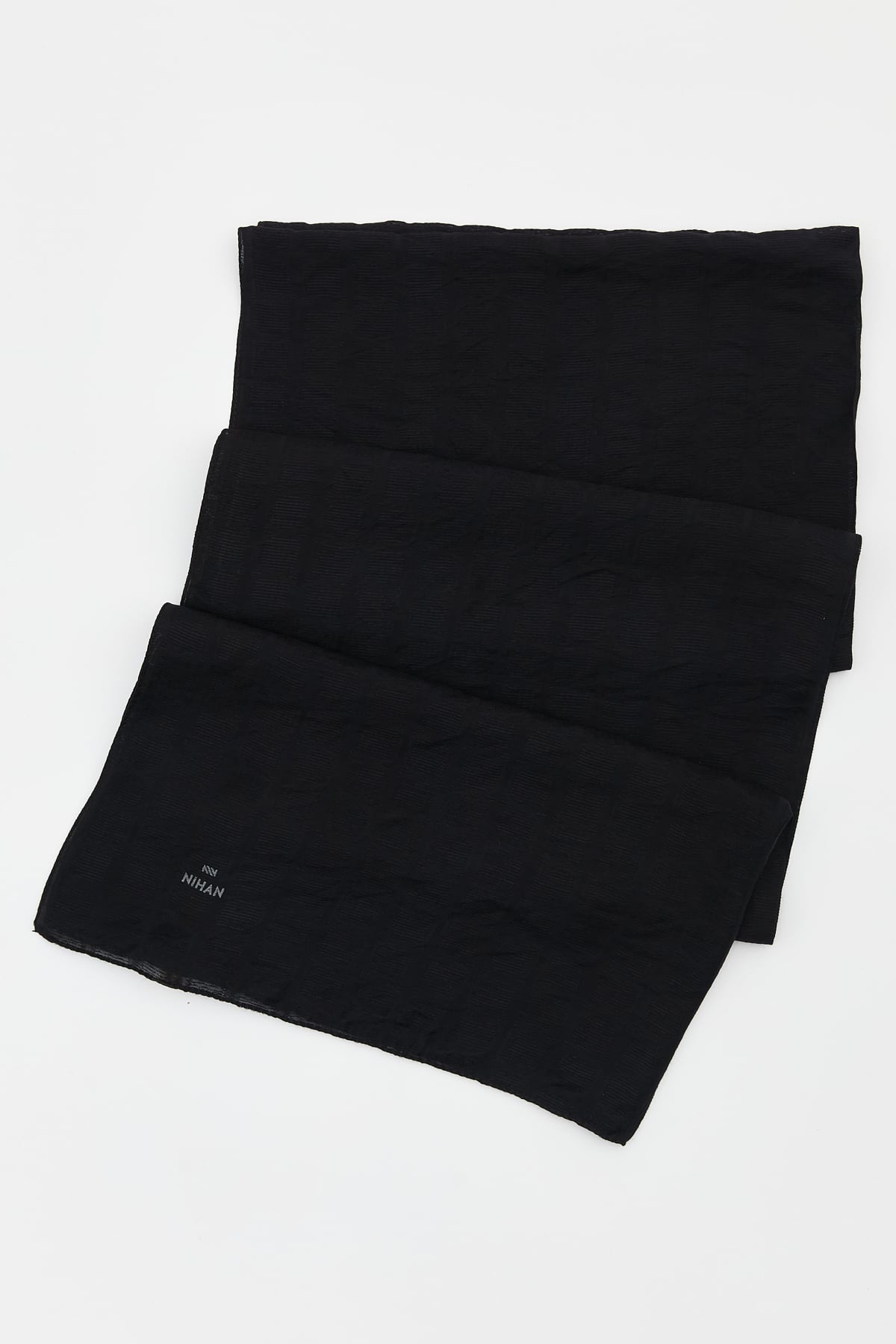 NİHAN Shawl Nihan Kare Desen Stil Şal  Siyah_modest