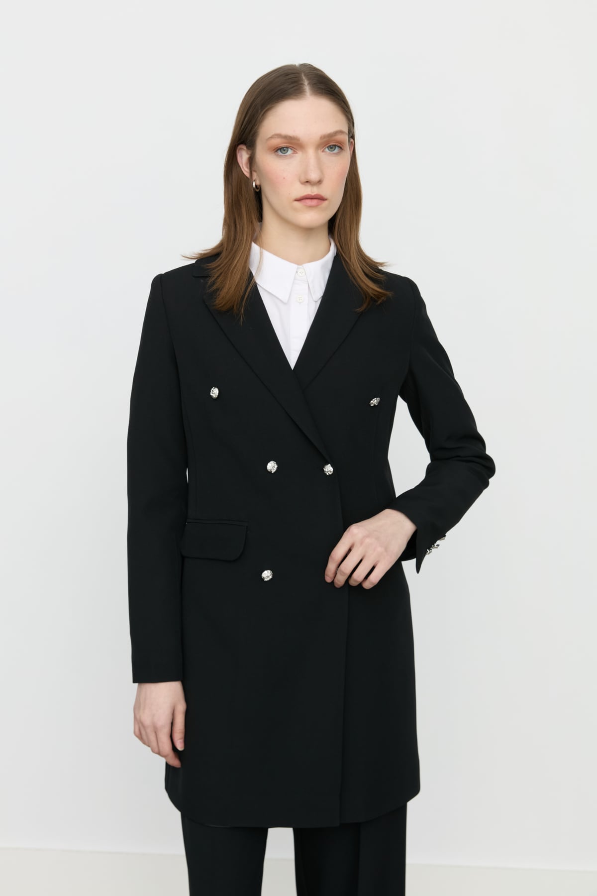 NİHAN Ceket Nihan Kruvaze Kapama Blazer Ceket  Siyah_modest