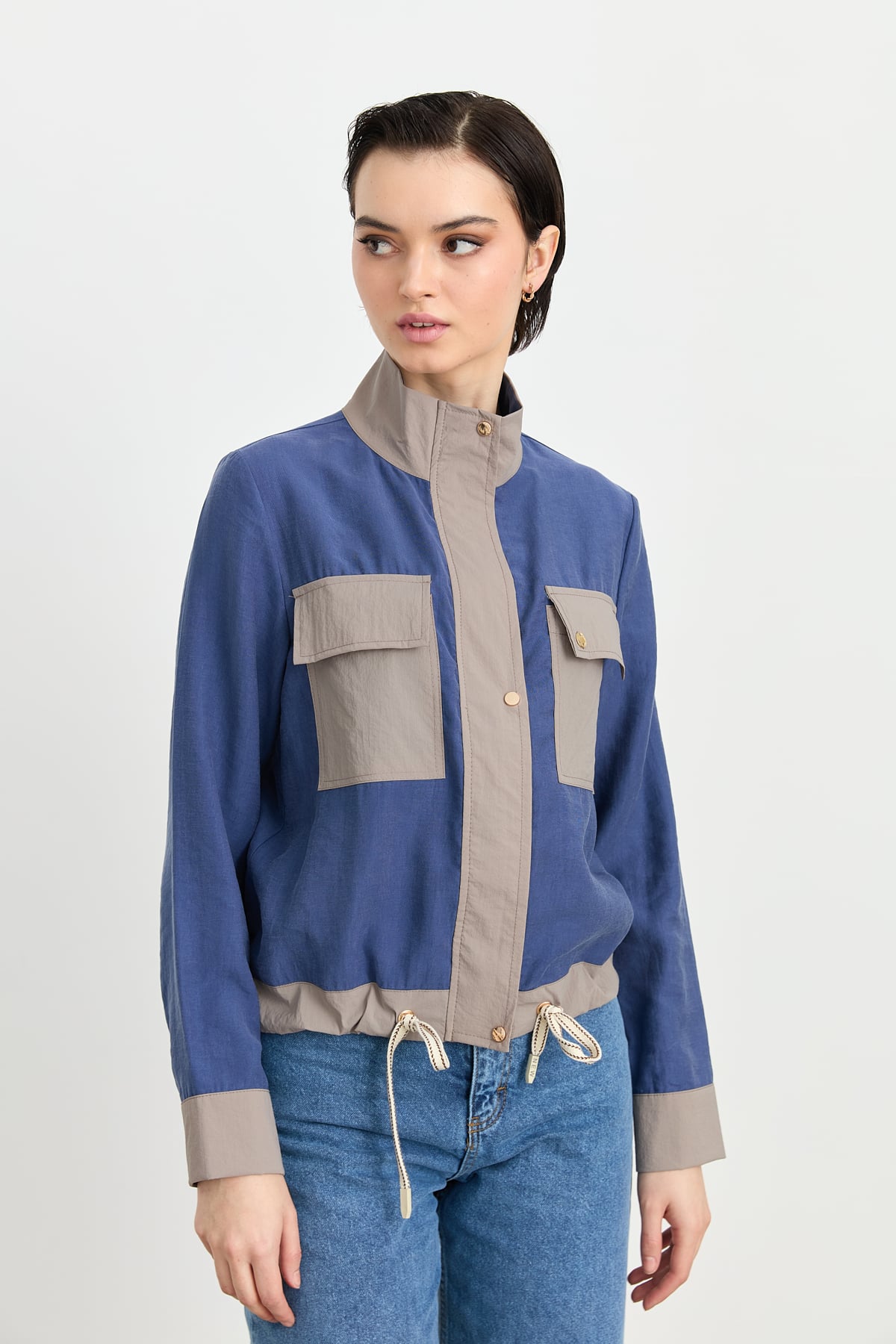 NİHAN Ceket Nihan Kumaş Mixli Spor Ceket  İndigo_modest