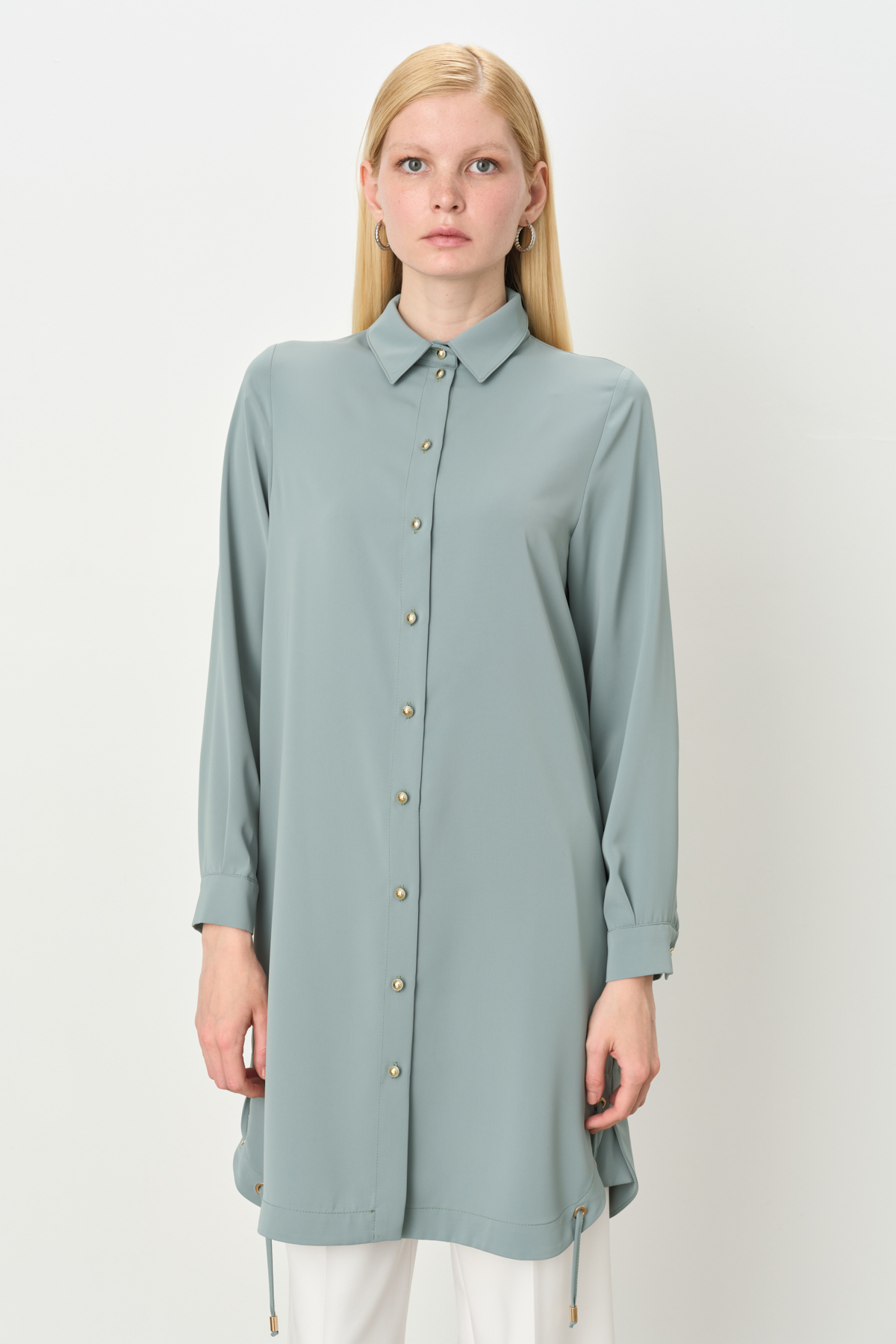 NİHAN Tunik Nihan Kuşgözü Detaylı Tunik  Su Yeşili_modest