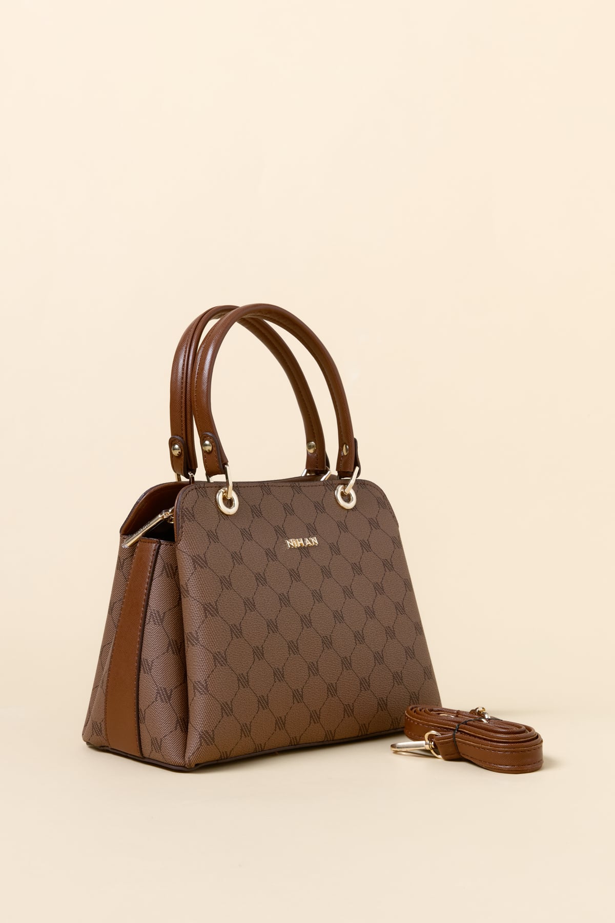 NİHAN Bags Nihan Metal Aksesuarlı Satchel Çanta  Taba_modest