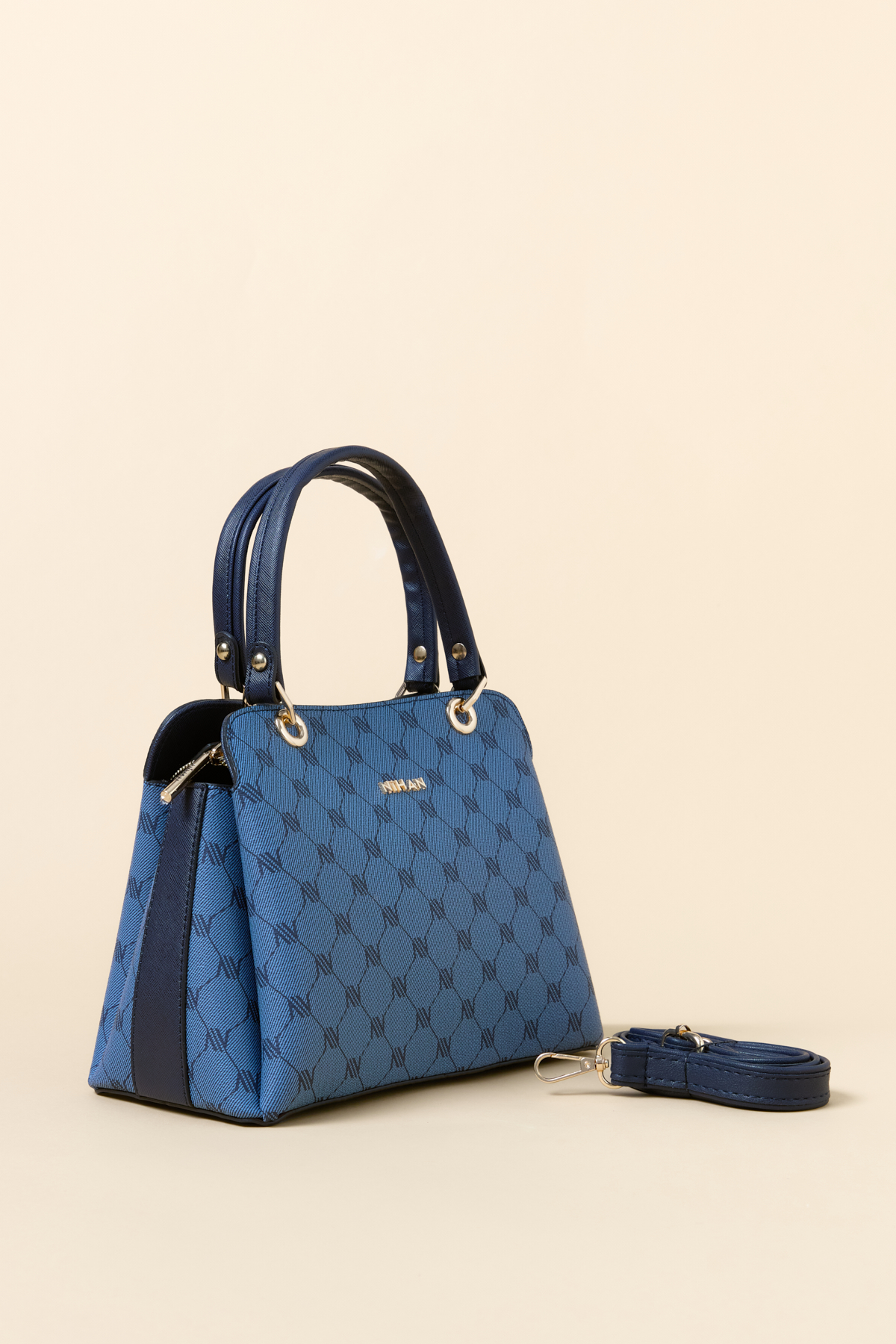 NİHAN Çanta Nihan Metal Aksesuarlı Satchel Çanta  Lacivert_modest