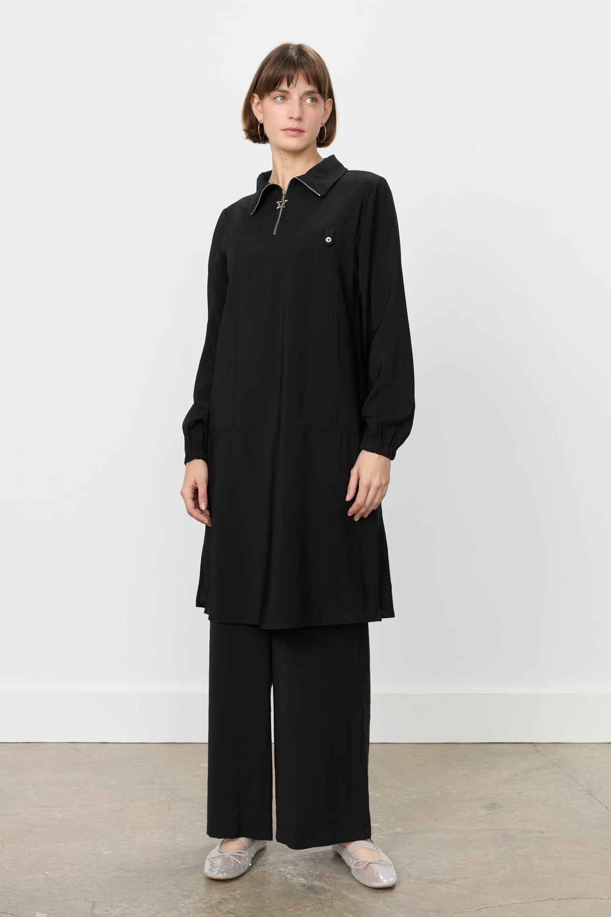 NİHAN Takım Nihan Modal Pantolon Tunik Takım  Siyah_modest