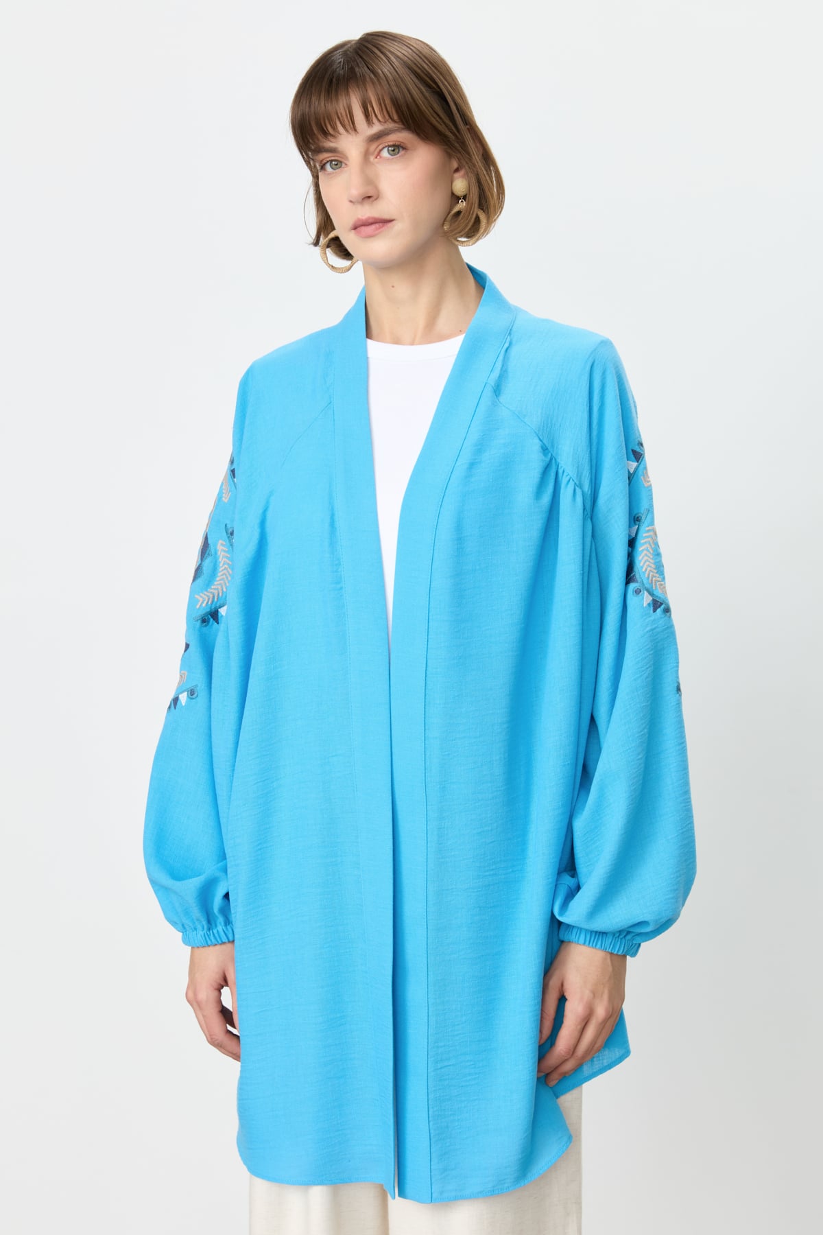 NİHAN Kimono Nihan Nakış Detaylı Kimono  Camgöbeği_modest