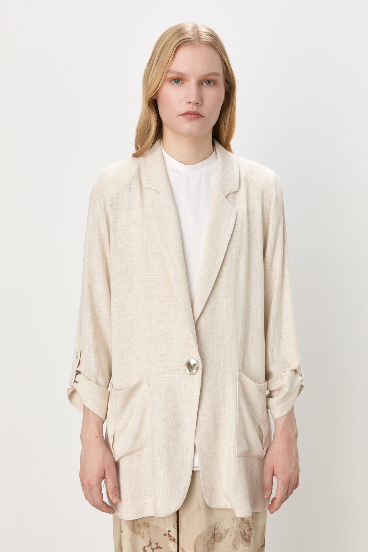 NİHAN Ceket Nihan Oversize Blazer Ceket  Bej_modest