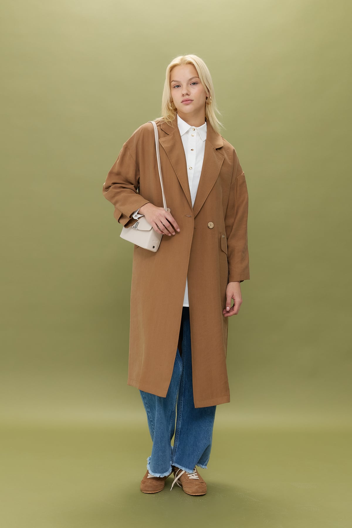 NİHAN Kap Nihan Oversize Tencel Kap  Açık Kahve_modest