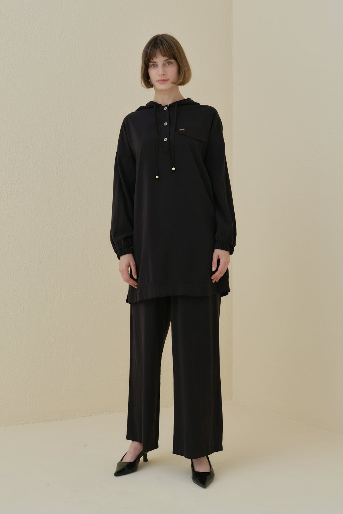 NİHAN Takım Nihan Pantolon Tunik Takım  Siyah_modest