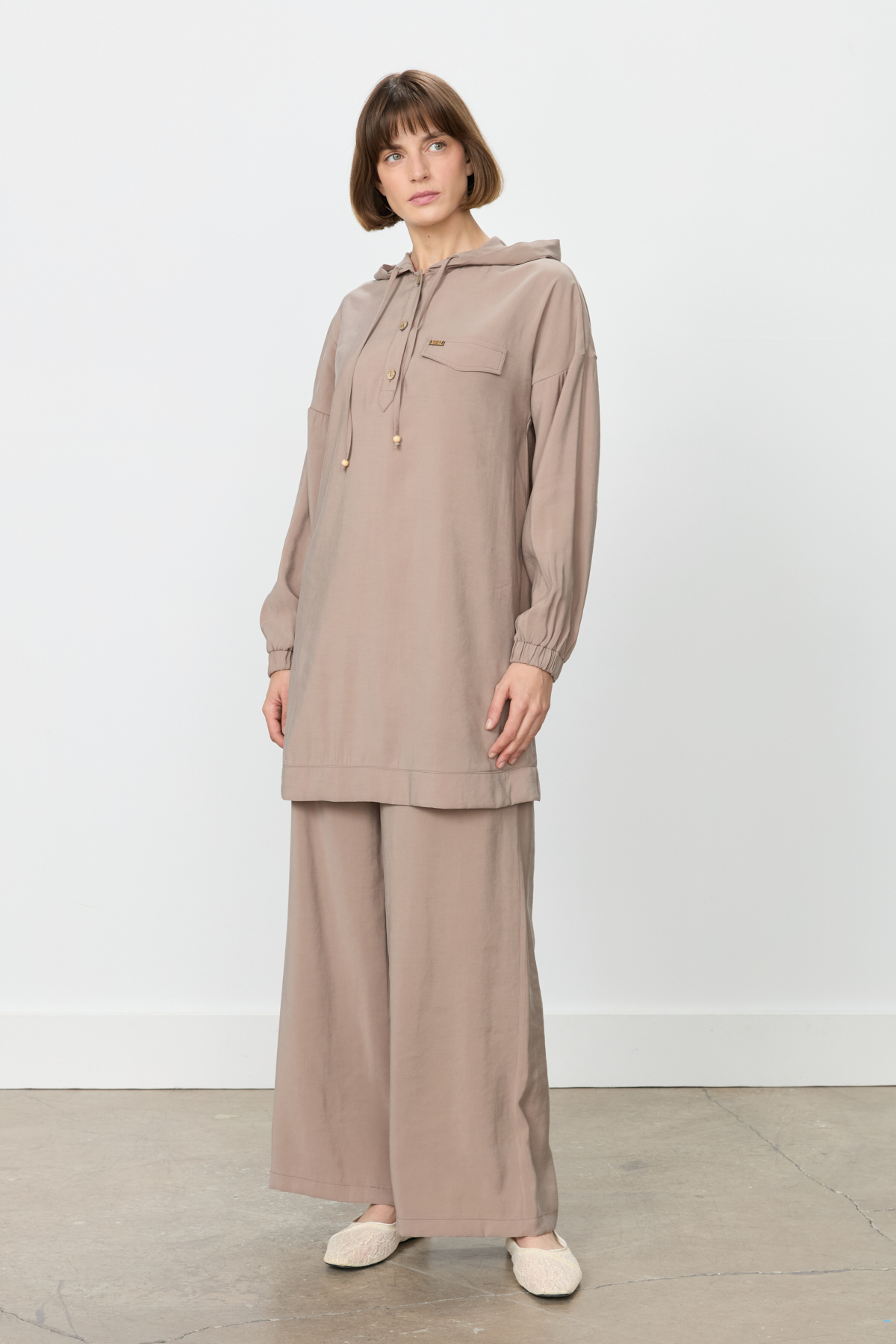 NİHAN Takım Nihan Pantolon Tunik Takım  Vizon_modest
