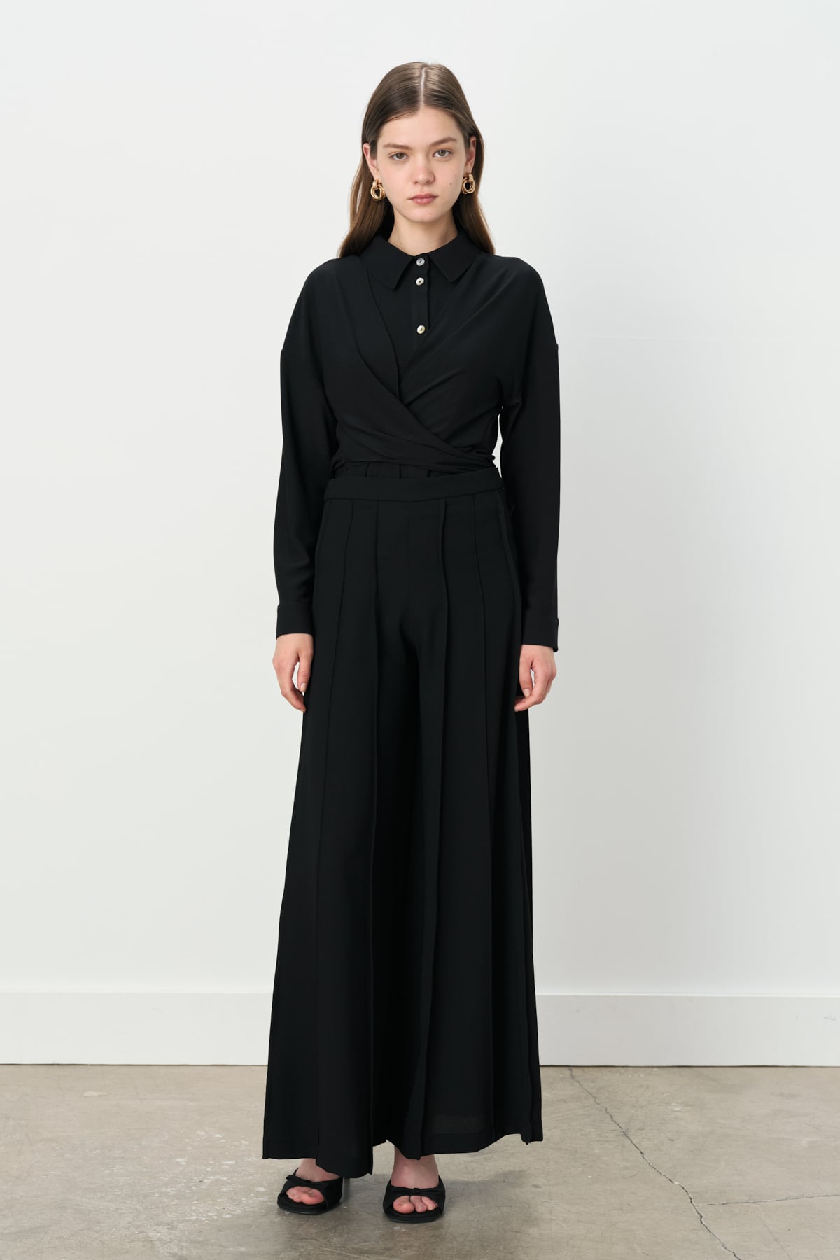 NİHAN Pantolon Nihan Pileli Bol Pantolon  Siyah_modest