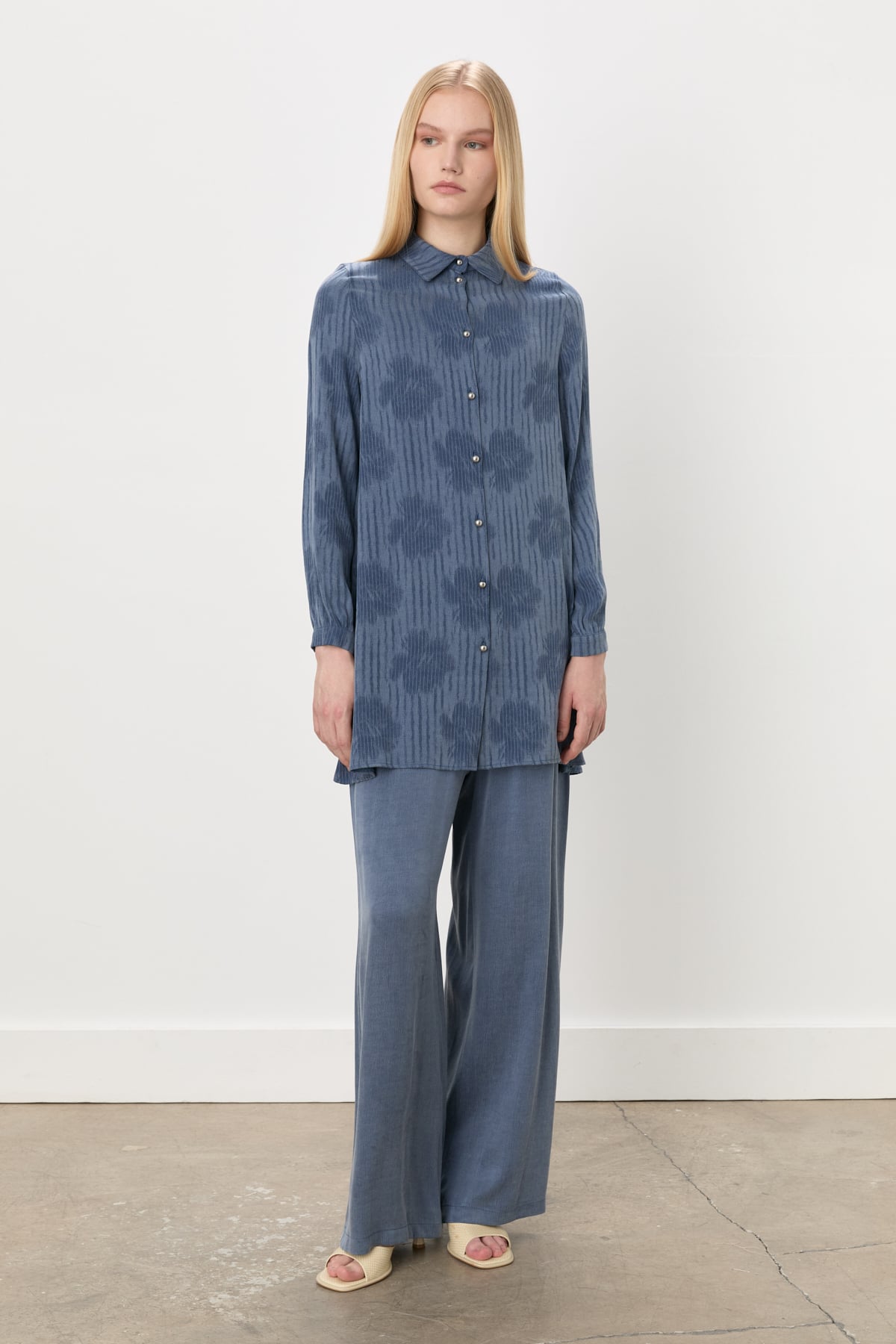 NİHAN Takım Nihan Premium Cupra Pantolon Tunik Takım  İndigo_modest