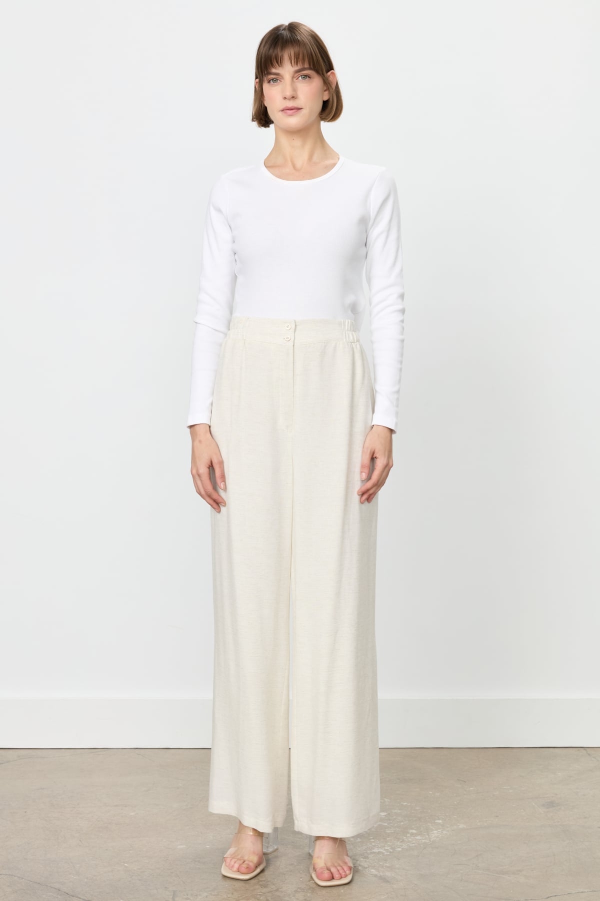NİHAN Pants Nihan Rahat Kalıp Keten Pantolon  Bej_modest