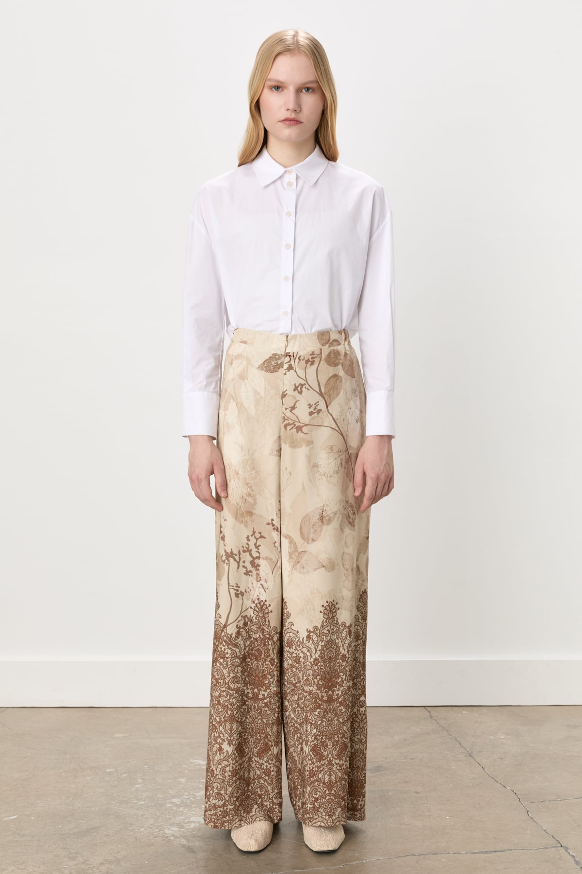 NİHAN Pants Nihan Rahat Kalıp Viskon Pantolon  Bej_modest