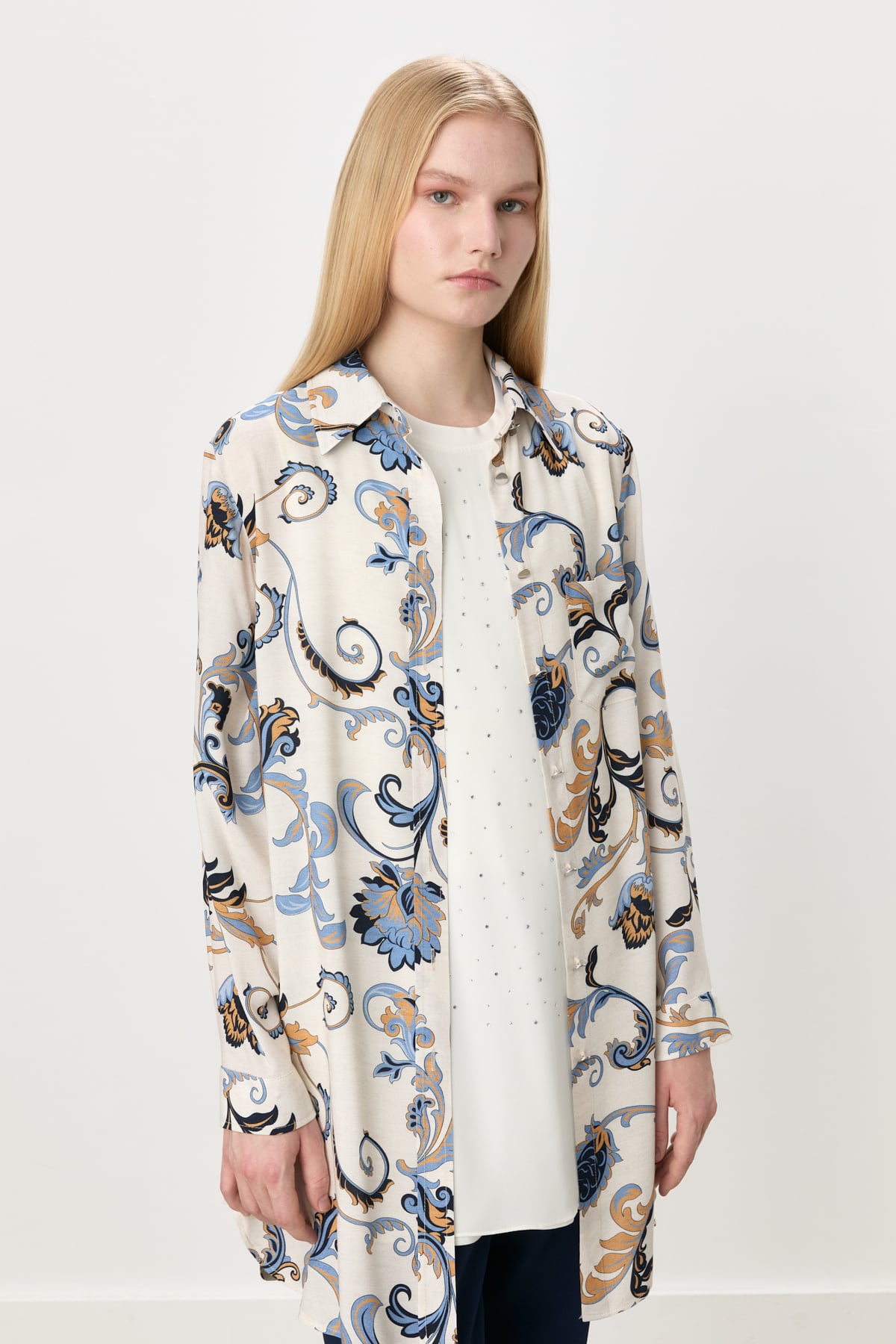 NİHAN Takım Nihan Rahat Kalıp Viskon Tunik Takım  Bej_modest