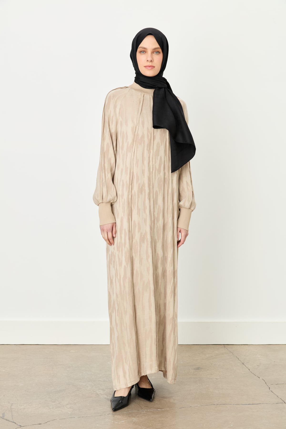 NİHAN Dress Nihan Ribanalı Cupra Elbise  Bej_modest