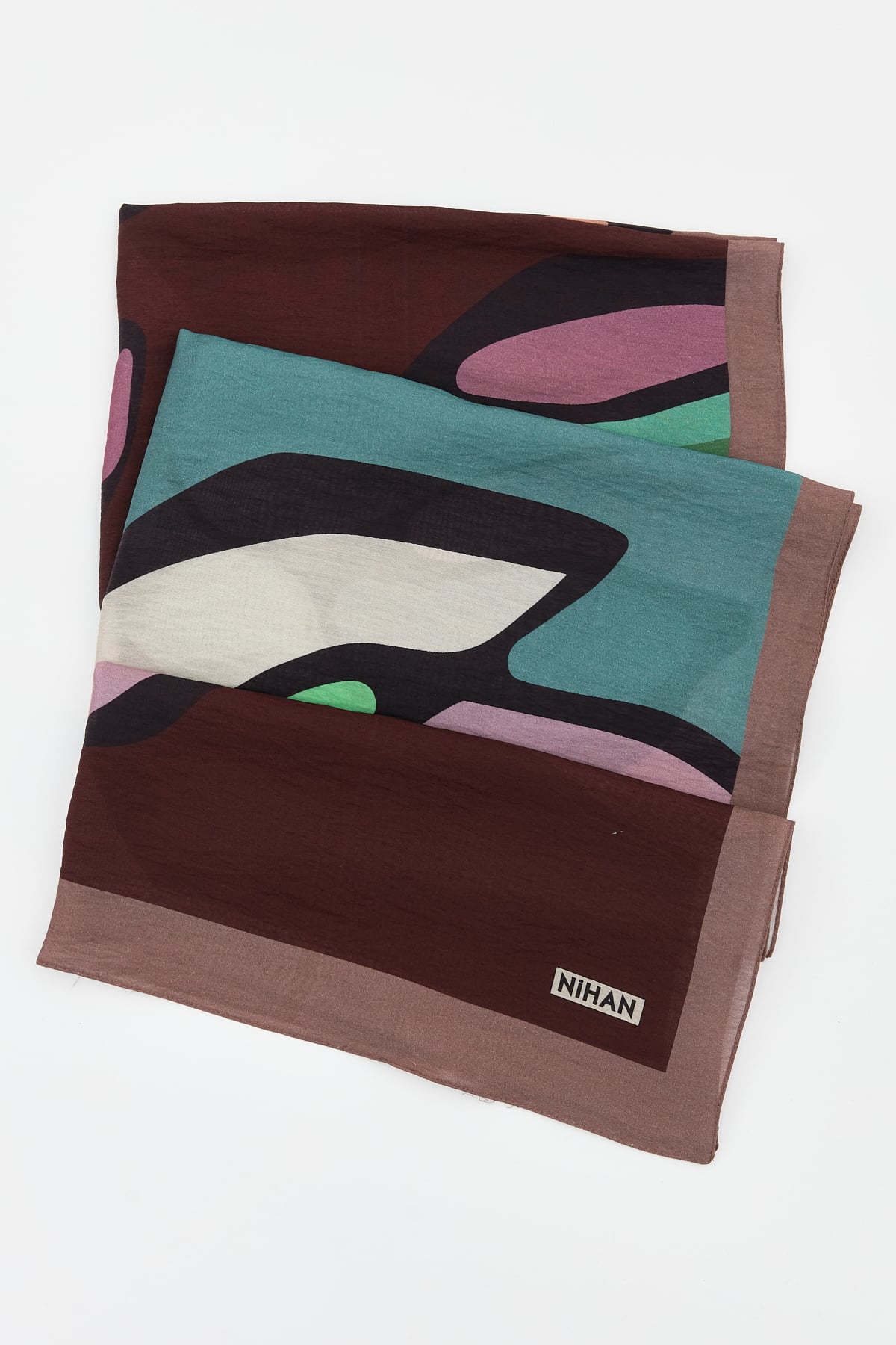 NİHAN Shawl Nihan Viskon Dijital Desenli Şal  Kahve_modest