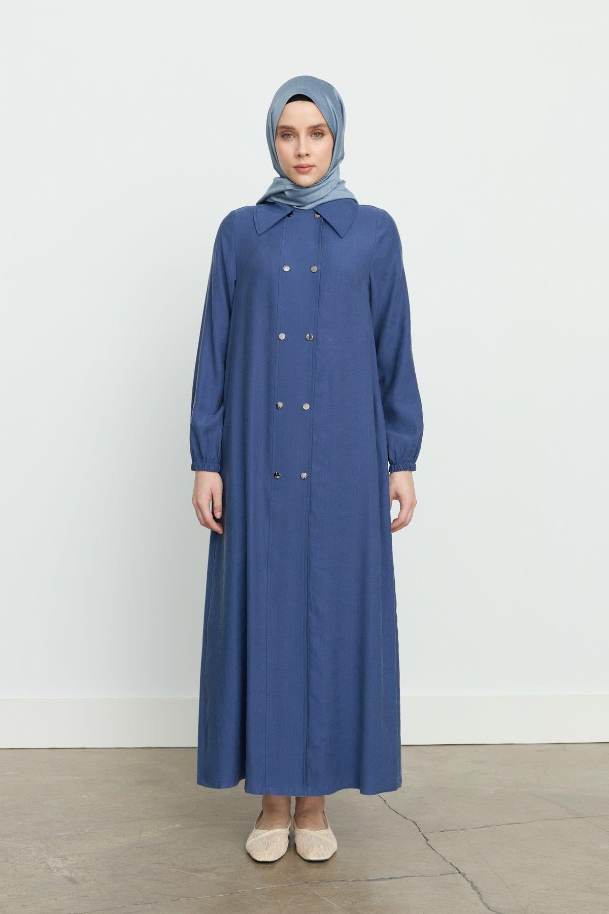 NİHAN Topcoat Nihan Yarım Kruvaze Modal Ferace  İndigo_modest