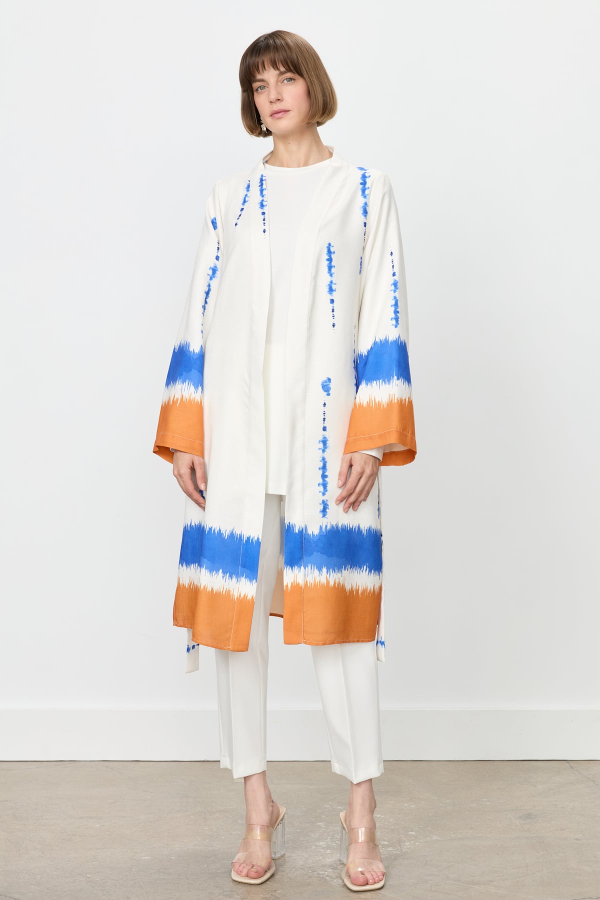 NİHAN Kimono Nihan Yırtmaçlı Kuşaklı Kimono  Oranj_modest