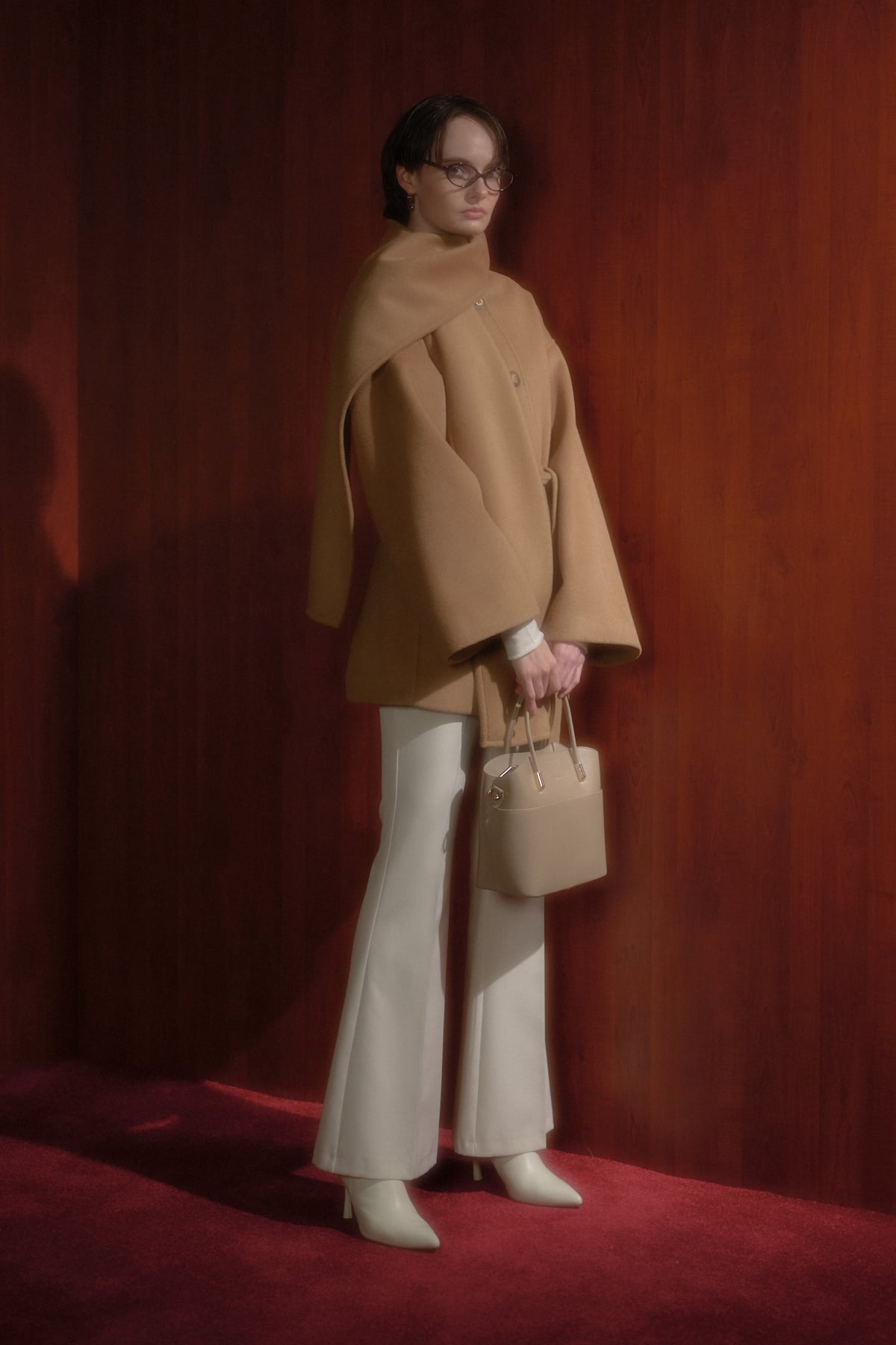 NİHAN Coat Şal Yakalı Düğmeli Kaban  Camel_modest