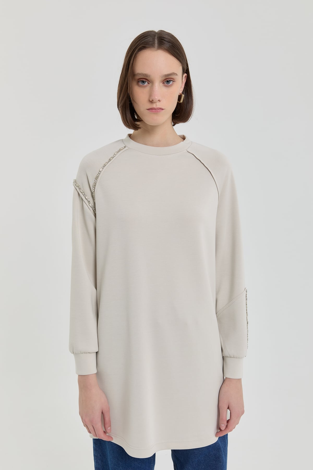NİHAN Sweat Taş Detaylı Örme Sweat  Taş_modest