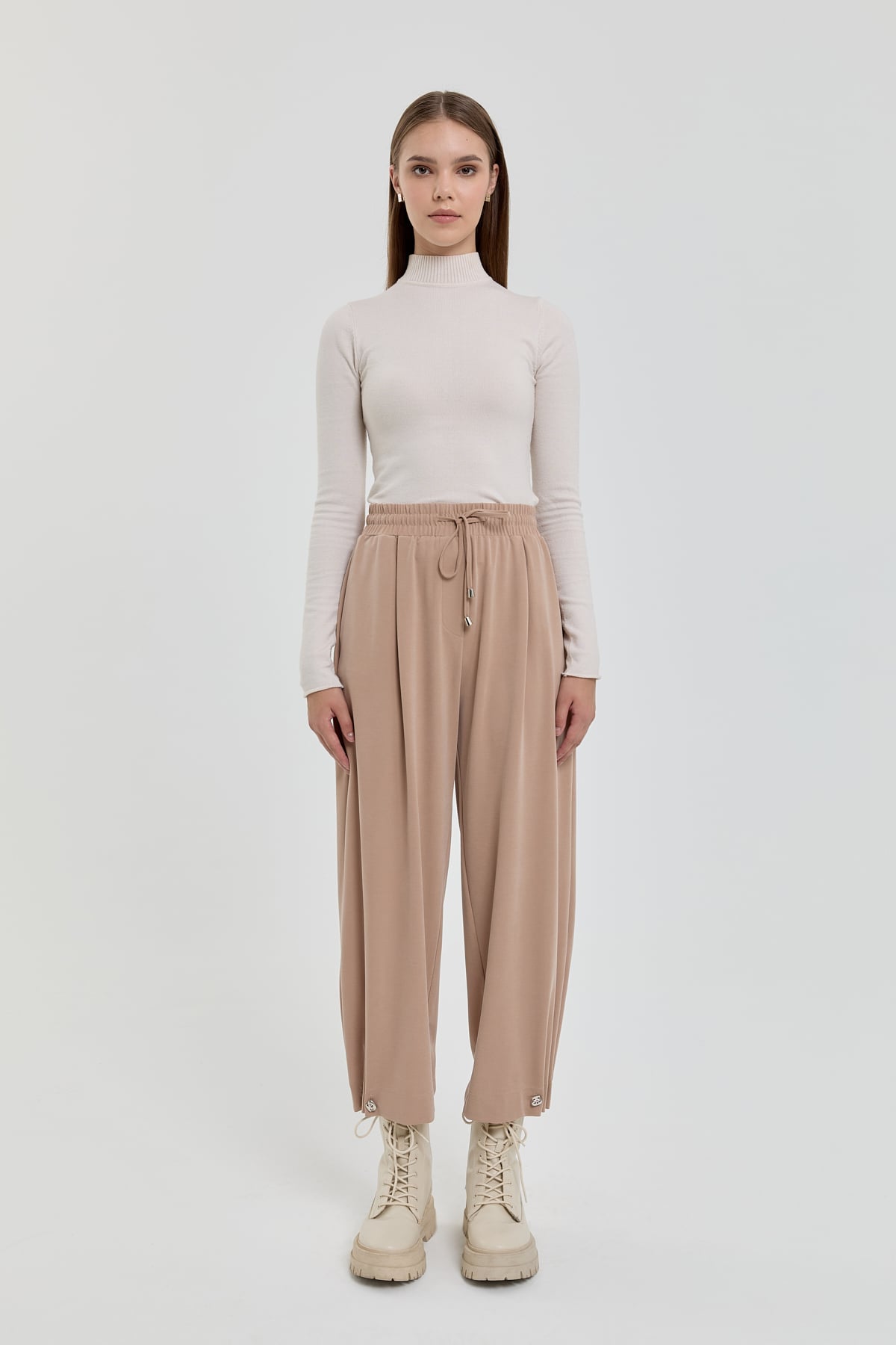 NİHAN Pants Tencel Havuç Pantolon  Bej_modest
