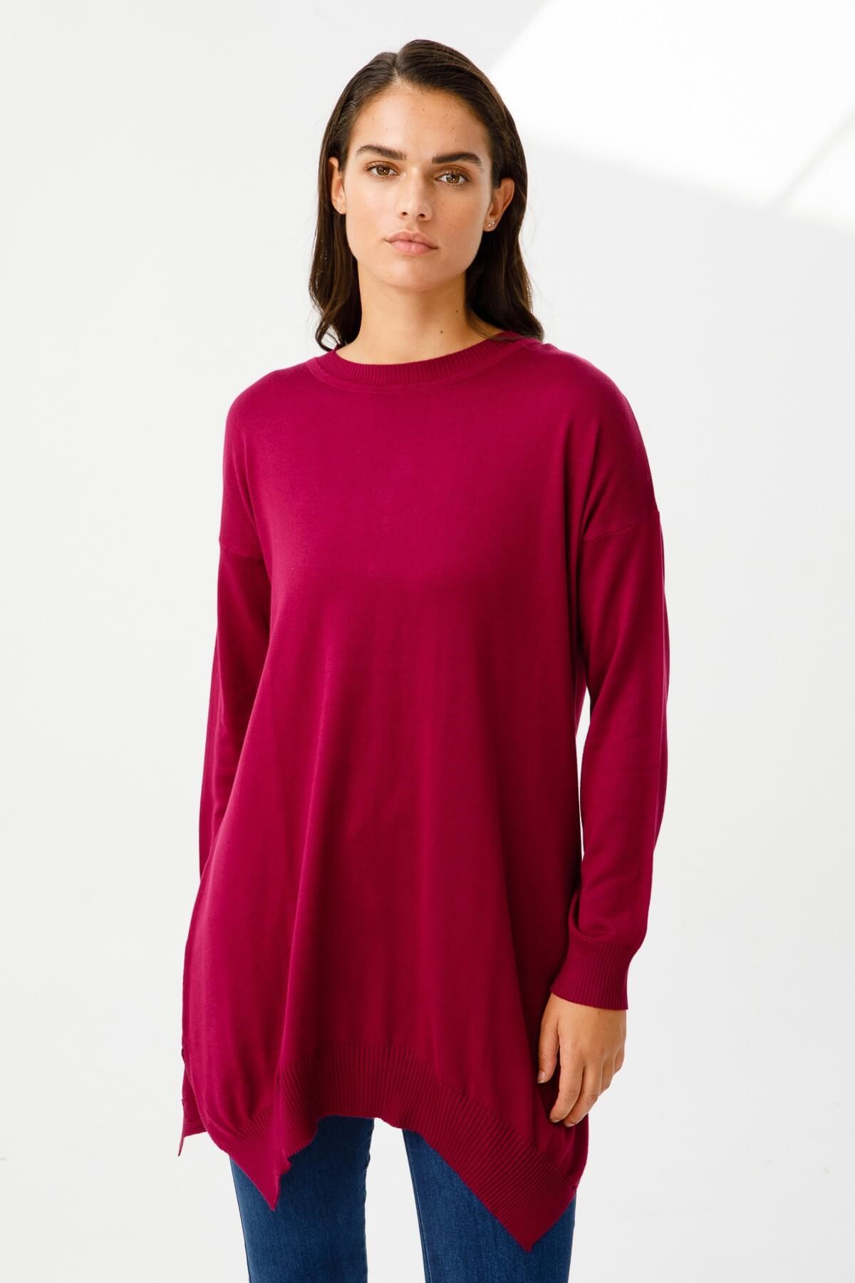 ON TRİKO Tunic Tunik Altı Asimetrik Sıfır Yaka  Mürver