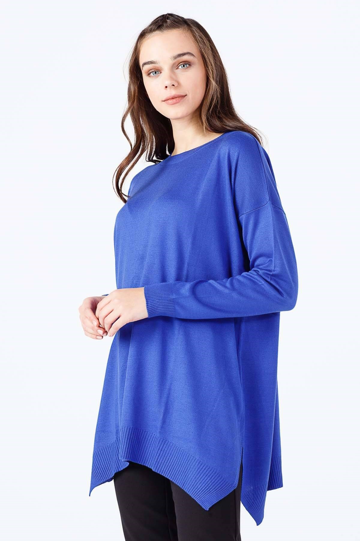 ON TRİKO Tunic Tunik Altı Asimetrik Sıfır Yaka  Saks