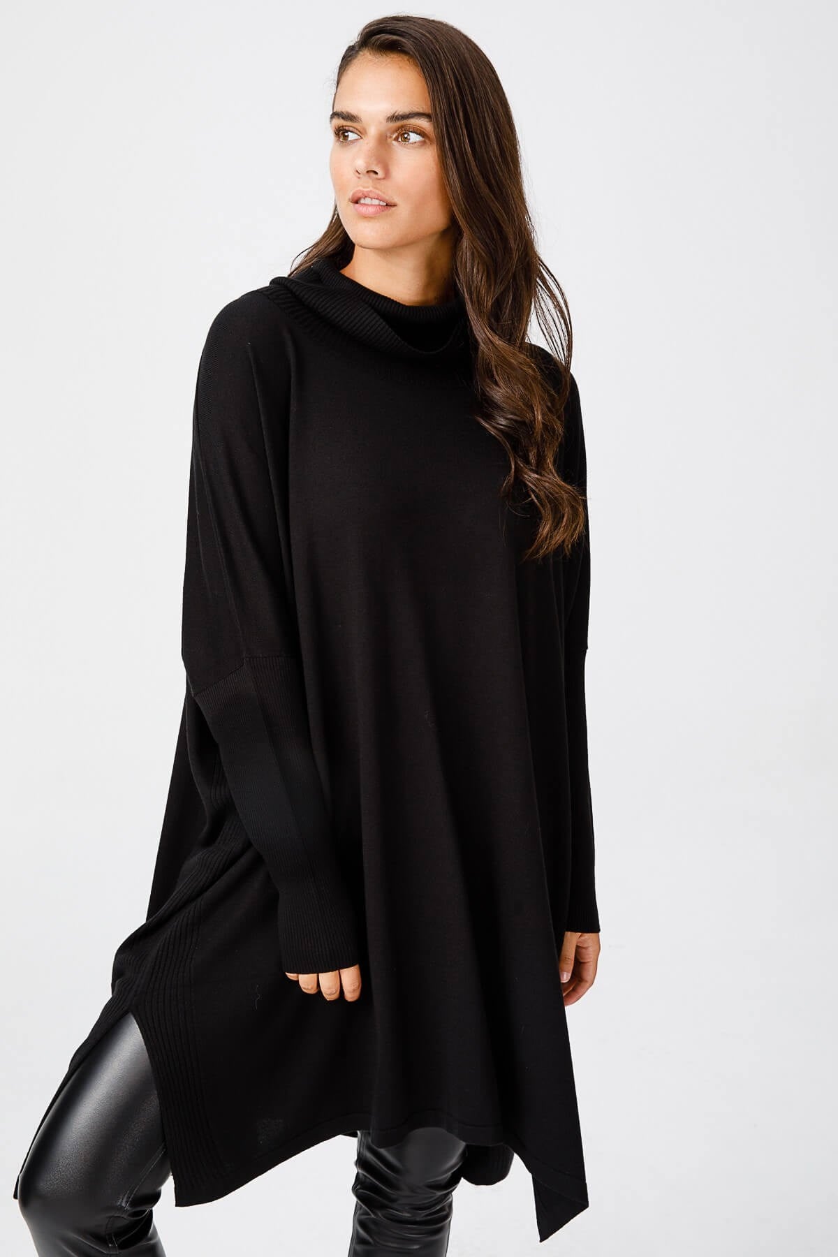 ON TRİKO Tunic Tunik T Kol Dik Yaka  Siyah
