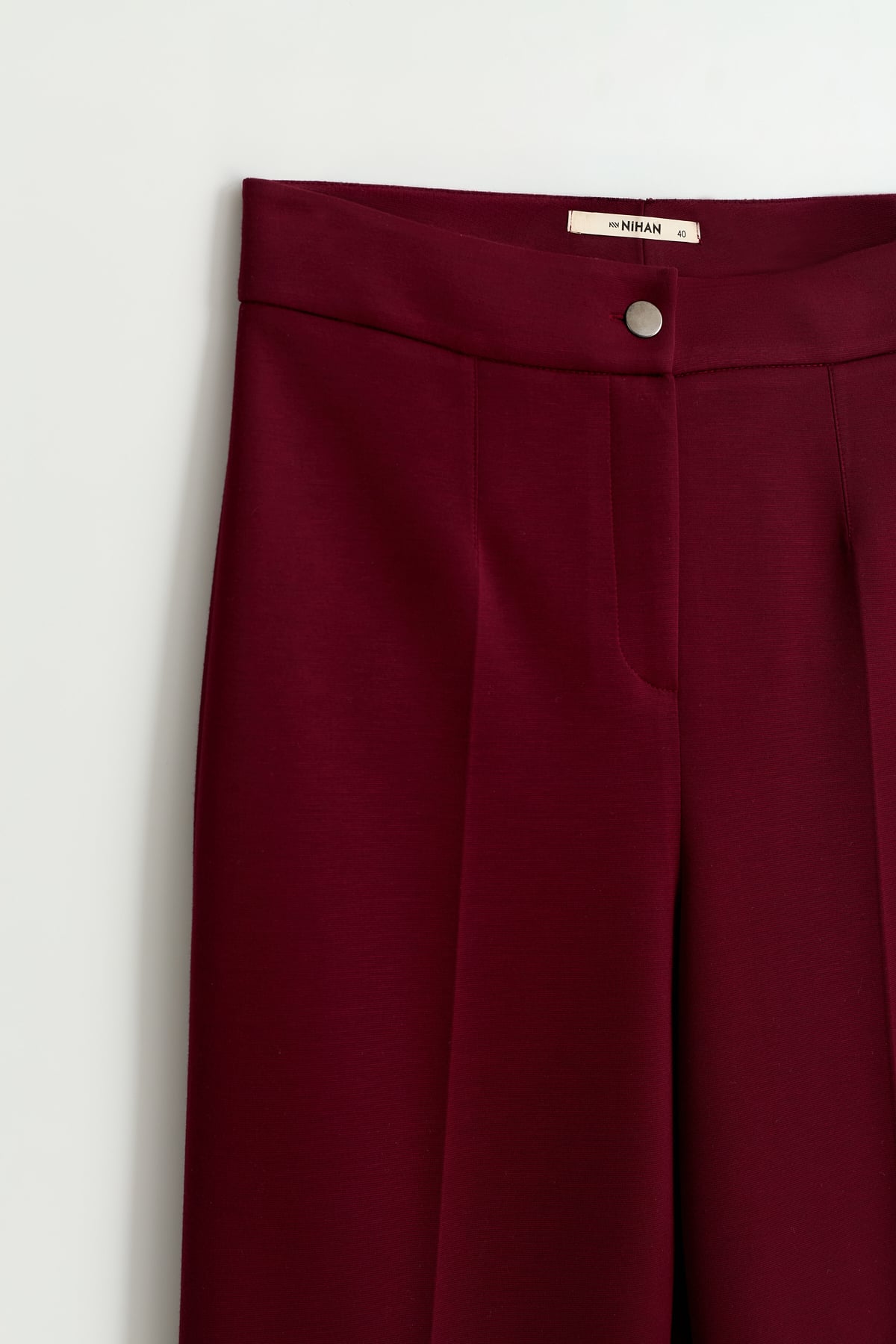 Örme Beli Lastikli Bol Paça Pantolon  Bordo