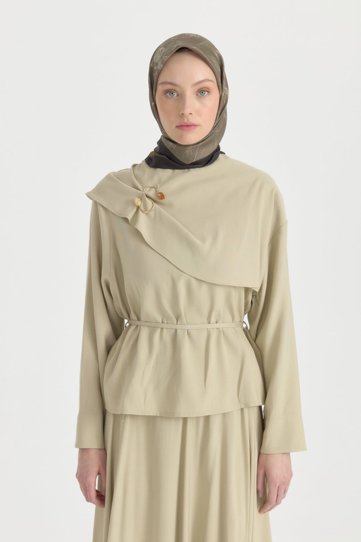Seren Twill İpek Eşarp  Haki