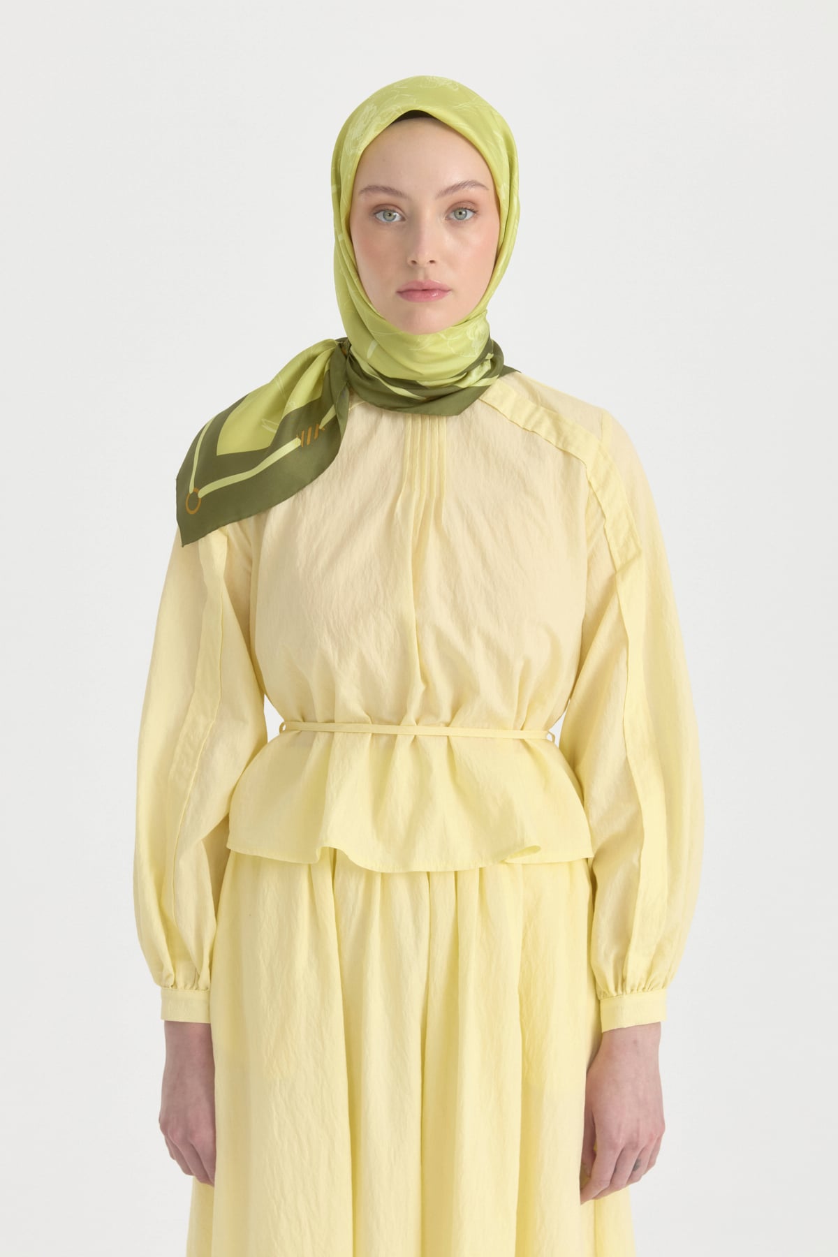 Seren Twill İpek Eşarp  Lime