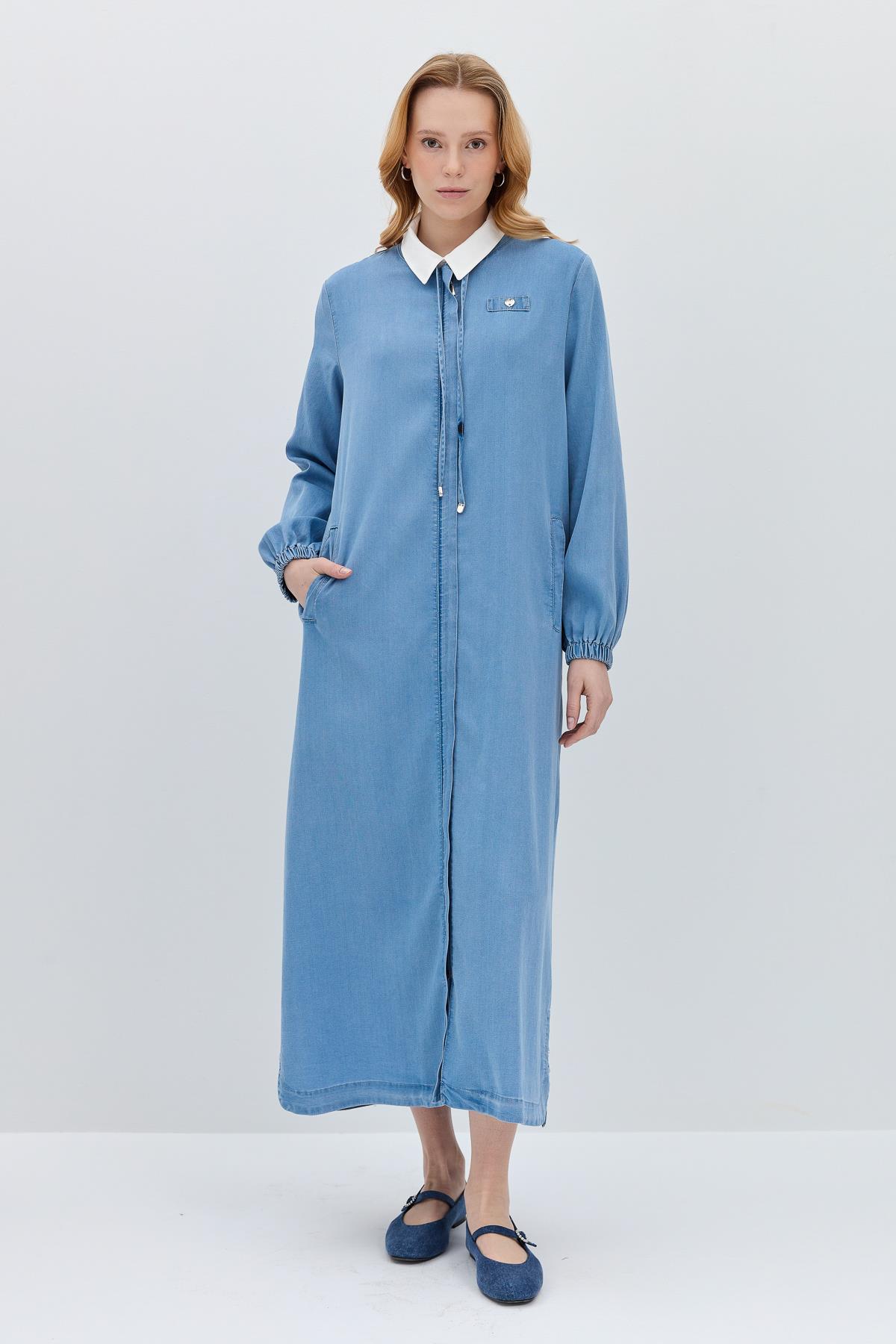 Nihan Bağcık Detaylı Tencel Pardesü Buz