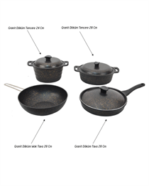 Granit Döküm Tencere Tava Set