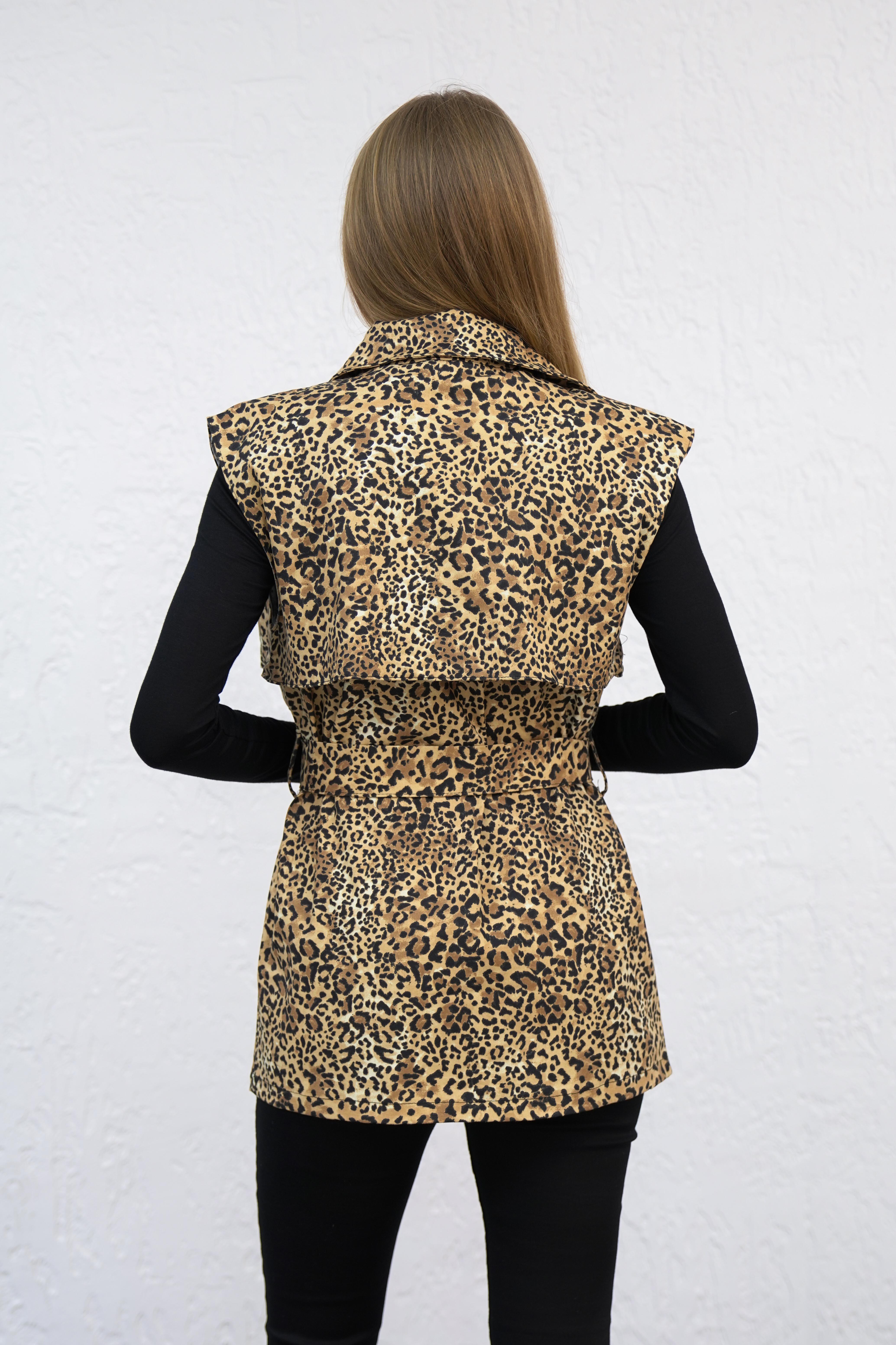 Leopar Desenli Yelek