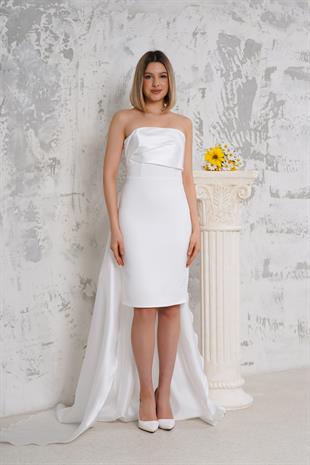 Beyaz Kuyruklu Mini Abiye