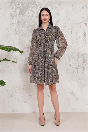 Düğmeli Yeşil Mini Elbise