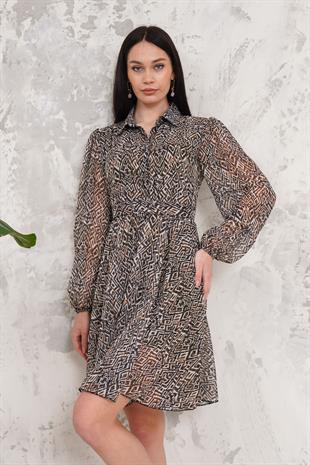 Düğmeli Yeşil Mini Elbise