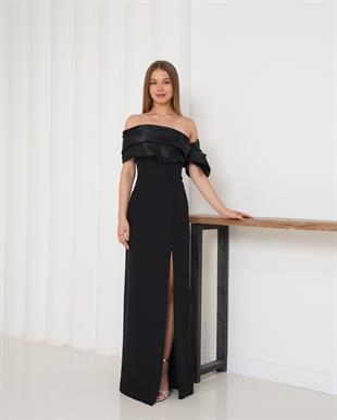 Kol Detaylı Uzun Beyaz Tasarım Elbise