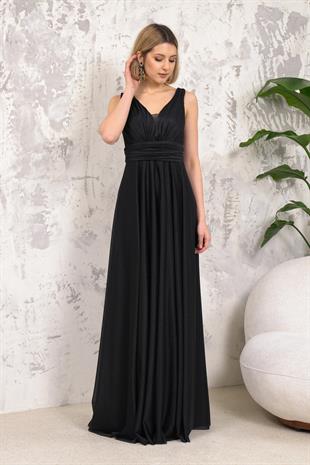 Siyah Simli Uzun Abiye