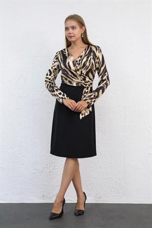 Üstü Leopar Desen Elbise