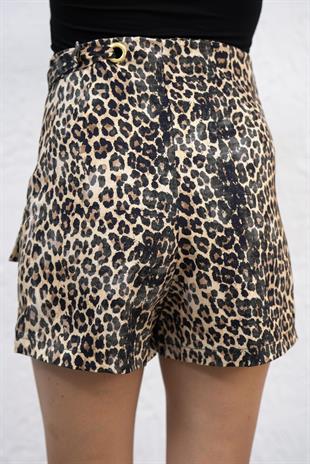 Leopar Desen Şort Etek