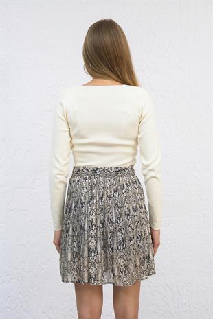 Yılan Desenli Mini Etek