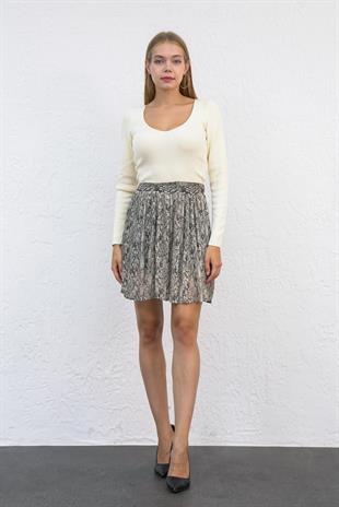 Yılan Desenli Mini Etek