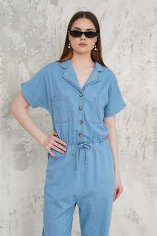 BELİ AYARLANABİLİR DENİM TULUM